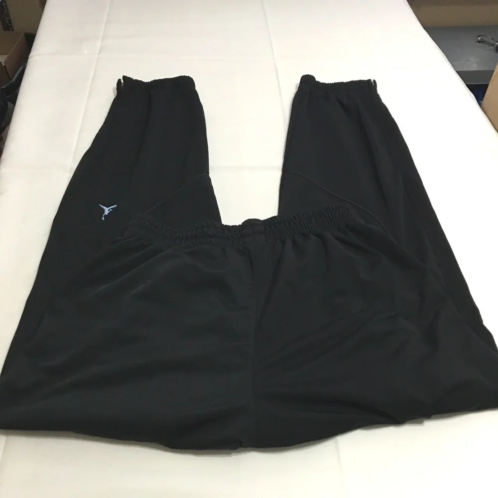 Jordan Track Pants Mens Large Black Jumpman Logo Elastic Waist Zipper Leg